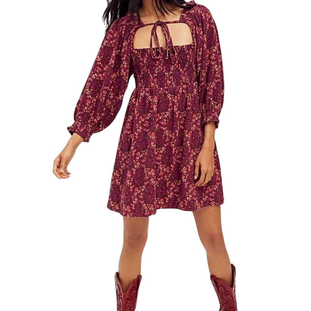 Free People Smock It To Me Floral Mini Dress Large